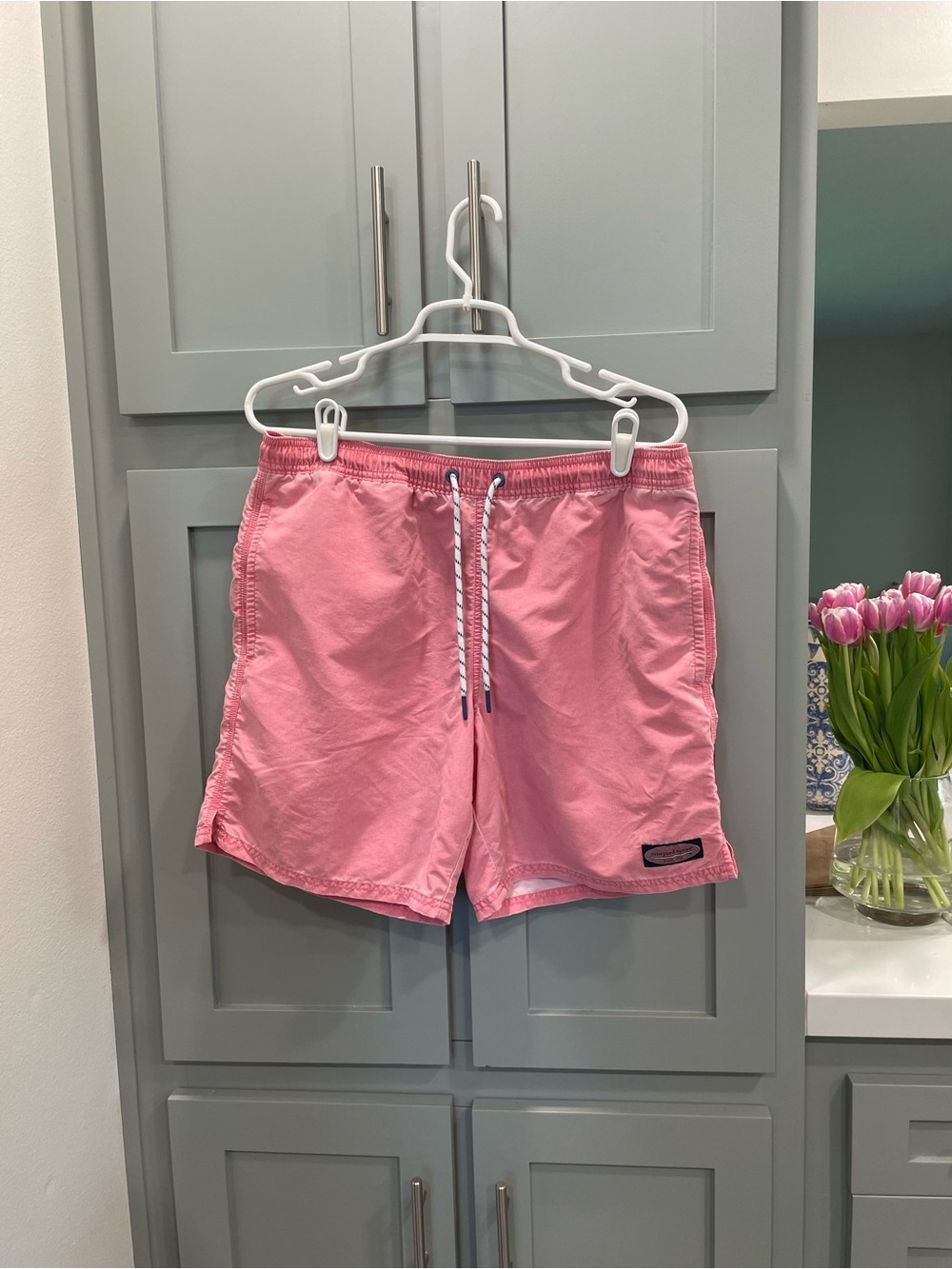 Vineyard Vines Coral Pink Elastic Waist Swim Shorts